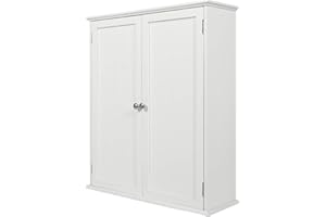 ALAPUR 27.6in Length Bathroom Cabinet Wall Mounted,Over Toilet Storage Cabinet with 2 Doors and Adjustable Shelves,Wood Medicine Cabinet for Bathroom, White