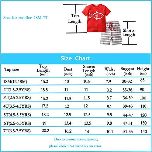 BIBNice Kids Boys Cotton Short Sleeve Set Fish Toddler Pajamas Sets Size 18M