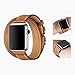 Apple Watch Band 38/42mm Leather Double Tour iwatch Strap Replacement Band with Stainless steel Adpter Clasp for Iphone Watch Series 3 Series 2 Series 1,Sport Edition ,Men Women (Brown, 42mm)