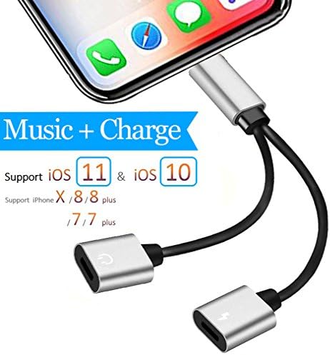 Lightening Jack Adapter, Lightnig Adapter for iPhone 7/7Plus iPhoneX 10/ iPhone 8/8Plus, Lightning Headphone Jack Cable, Support Music+Charger+Calling+Audio Splitter Supports iOS 10.3 / 11 or Later