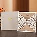 WISHMADE 5.9 x 5.9 Inch 50PCS White Laser Cut Wedding Invitations Pocket with Envelopes and Bowknot Blank Kraft Paper Invitation for Engagement Quinceanera wedding invite