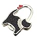 WannaBi Textured Shimmery Metal Cat Shape Handbag Bag Purse Hanger Table Hook Holder Black