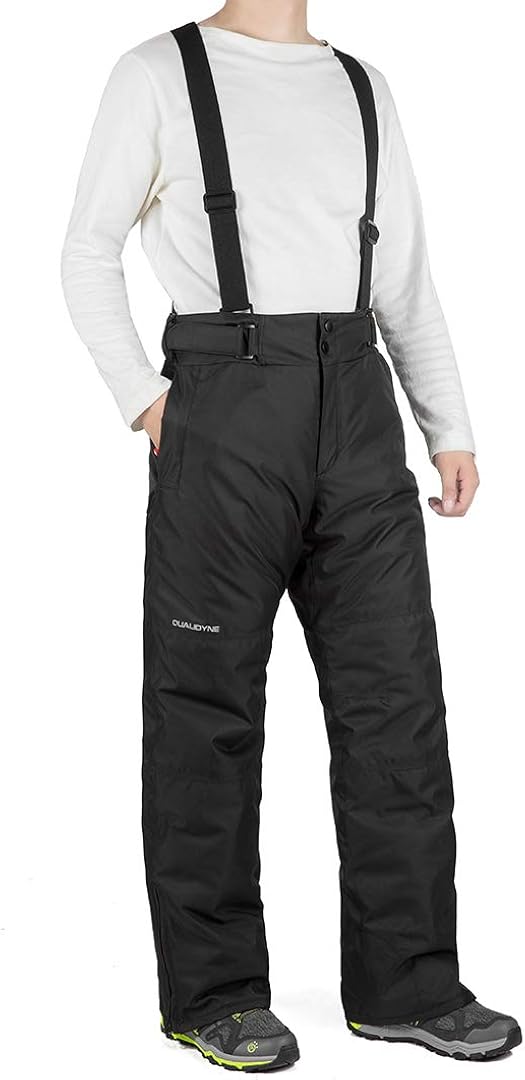 qualidyne Men's Snow Ski Bib Pants 10000mm Waterproof Insulated Snowboard Trousers with Detachable Bib : Clothing