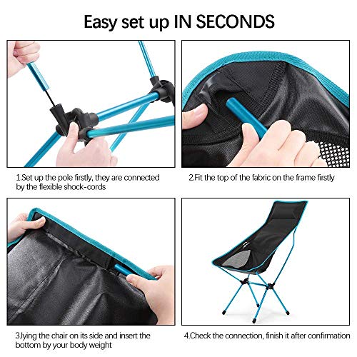 Taope Chaise De Camping Pliante Légère Et Portable – Idéale Pour La Pêche, Le Jardin, La Randonnée, Les Voyages – Peut…