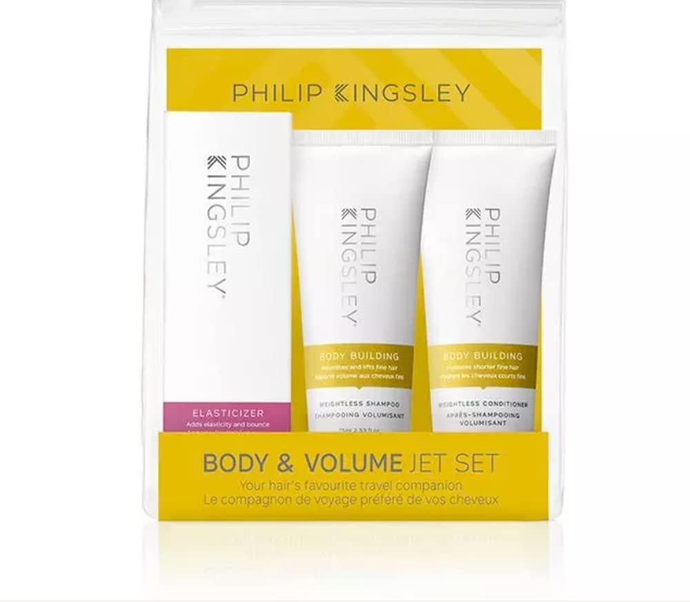 Philip Kingsley | Body & Volume Haircare Travel Set | Contains Elasticizer, Body Building Shampoo and Body Building Conditioner | Hair Travel Essentials | 3 x 75ml
