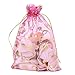 PH PandaHall 100pcs 5x7 Inch Heart Printed Organza Bags Valentine Gift Bags Jewelry Pouch Bags Mesh Sheer Drawstring Bags Favors Gift Bags for Mother Valentine's Day Festival Christmas Small Business