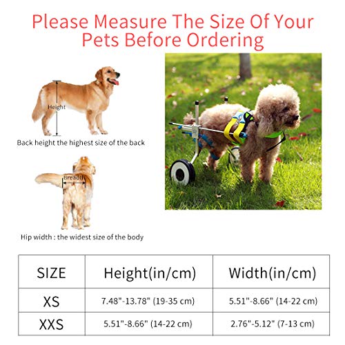 BEETLA Adjustable Pet Wheelchair for Small Dog Cat/Doggie/Puppy Walk, 2 Wheels Cart Pet Wheelchair for Handicapped Hind Legs