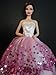 Qiyun White Ball Gown with Pink Sequined Lace Details Made to Fit the Barbie Doll