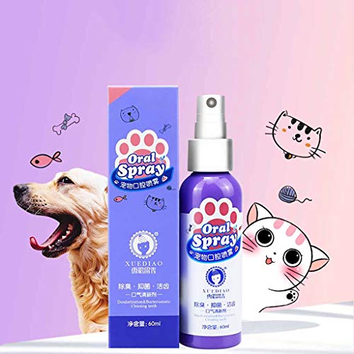 Jeeke Pet Teeth Breath Cleaning Freshener Dog Cat Dental Spray Care Cleaner Natural Tooth Cleaning Solution Fresh Breath (Multicolor)