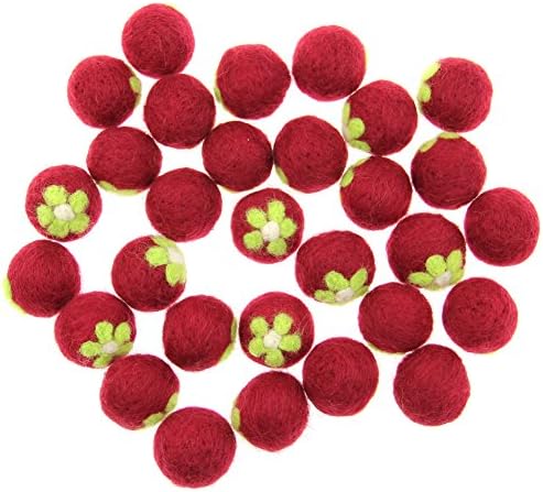 Zasy 30mm Felt Balls Beads Needle Felting Wool Balls Flower Felting Christmas Garland Home Decor DIY Craft (Red)