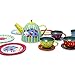 Slimy Toad Wiggly Bug Metal Tea Set & Carry Case Toy (14 Piece Kids Tea Set) Green, Blue, Yellow, Red