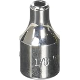Williams JHWM-604 1/4-Inch Drive Shallow SAE Socket 1/8-Inch Size, High-Polished Chrome Finish, Designedf or Use on 6 Point Fasteners