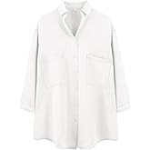 Yimoon Womens Denim Shirt Chambray Blue Button Down Jean Shirts Denim Tencel 3/4 Sleeve Tops