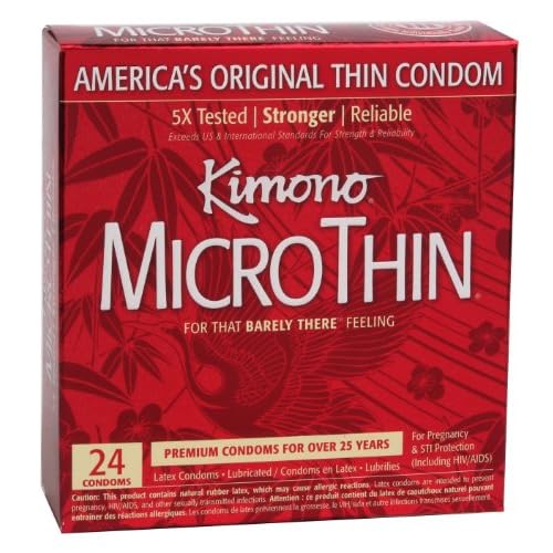 Kimono Latex Micro Thin Condoms, Lubricated, 24-Count Boxes (Pack of 2) image