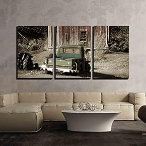 Old Farm Truck And Barn - 3 Panel Canvas Art
