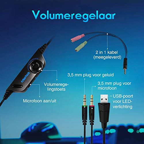 Gaming-headset voor PS4 PC Xbox One met microfoon, over-ear stereo sound gamer hoofdtelefoon PS4 met ruisonderdrukking… - Afbeelding 7