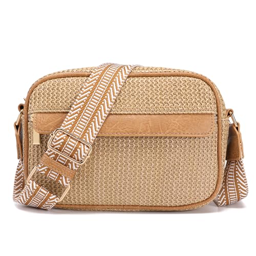 Faux Straw Purse for Women Small Summer Crossbody Bags(Khaki Brown) at Amazon