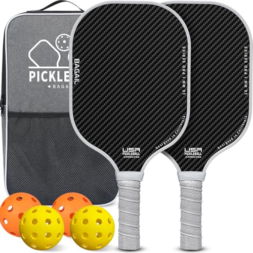 BAGAIL Pickleball Schlägerset, Pickle-Ball Schläger mit 4 Bällen, leicht – hohe Stoßdämpfung – ergonomisch, geeignet für Pickleball-Spiele im Innen- u