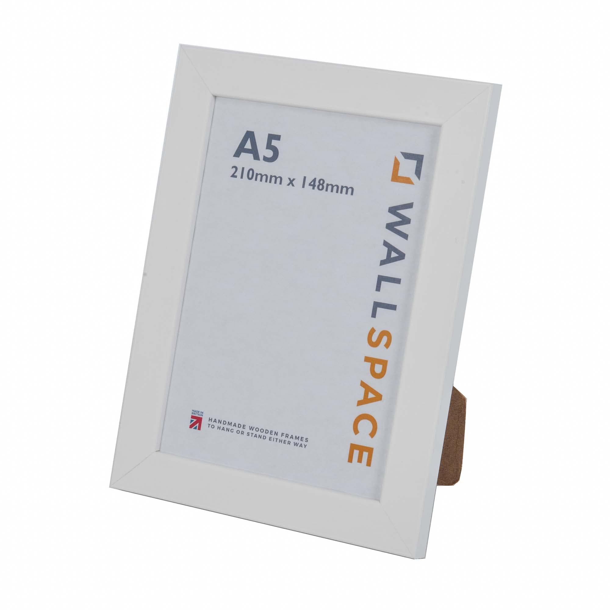 Wall Space A5 White Picture Frame | White A5 Photo Frame | 210x148mm | 210 x 148mm | 21.0x14.8cm | Solid Wood Wooden with Real Glass | Handmade in UK