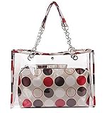 Zicac Women's Clear Transparent Beach Colorful Dot Wallet Swimming Tote Shoulder Bag (Red)