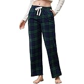 U2SKIIN Women Fleece Pajama Pants, Warm Plaid Lounge Pj Bottoms for Women with Pockets Soft