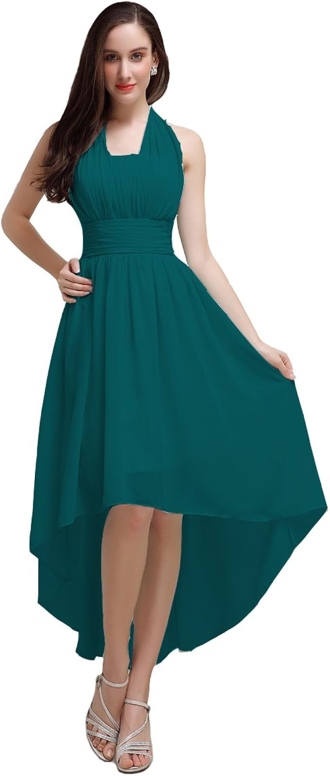 YesDress Junior Halter Hilo Chiffon Tiffany Blue Wedding Party