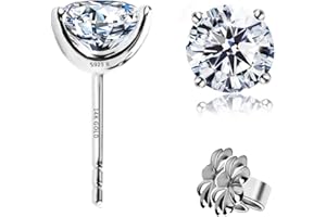 RANEECOCO "STUNNING FLAME" Solid 14K Gold Post & Sterling Silver Round Cut Cubic-Zirconia Stud CZ Earrings | Hypoallergenic Jewelry