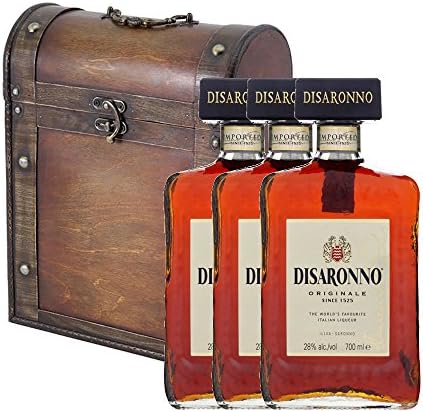 3 x Disaronno Amaretto Liqueur 70cl Bottles in Antique Style Gift Box with Hand Crafted Gifts2Drink Tag