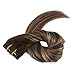 Full Shine 18 inch 9Pcs 120gram Double Weft Clip in Human Hair Extensions Balayage Ombre Remy Hair Color #4 Medium Brown Fading to #24 Highlighted Color #4 Extensions Clip