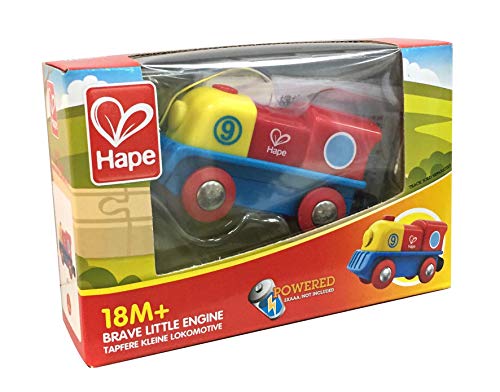 Hape Bunte Lok von Hape | Tapfere kleine Lokomotive von Hape mit Ein-/Ausschaltknopf, außergewöhnliche, batteriebetriebene Lokomotive, Lackierung in rot, gelb und blau