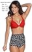 Angerella Vintage High Waisted Two Piece Swimwear Bathing Suits, US6-8, Tag Size L, Red(Polka Dot)