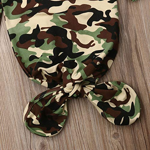 Newborn Baby Swaddle Sack Wearable Blanket Crib Sleeping Bag Headband/Hat Set,BCDshop 0-12 Months Infant Swaddle Wraps Blankets(Camouflage) - Thumbnail 2