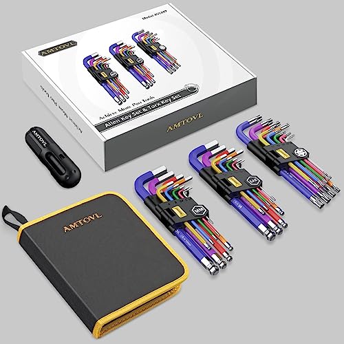 AMTOVL 27PCS Allen Key Set, Metric SAE Allen Wrenches Set with THandle