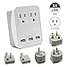 Outtag Worldwide Travel Power Adapter Kit w/Surge Protector 2-USA Outlets 3-USB Ports AC Wall Charger EU US UK AU Asia Plugs for Laptops iPhone Smartphones & More Dual Voltage Devices, Gift Pouch