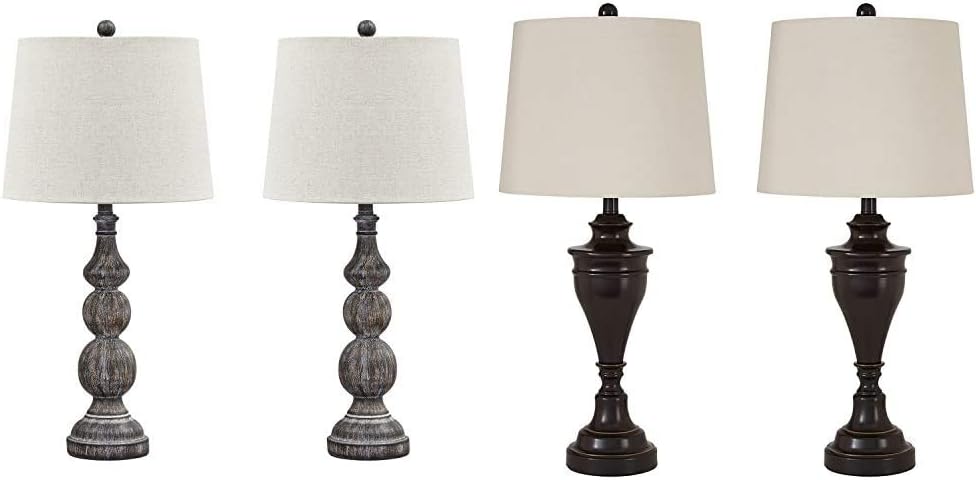 Signature Design by Ashley - Mair Poly Table Lamp - Set of 2 - Timeworn Finish - Black: Home & Kitchen
