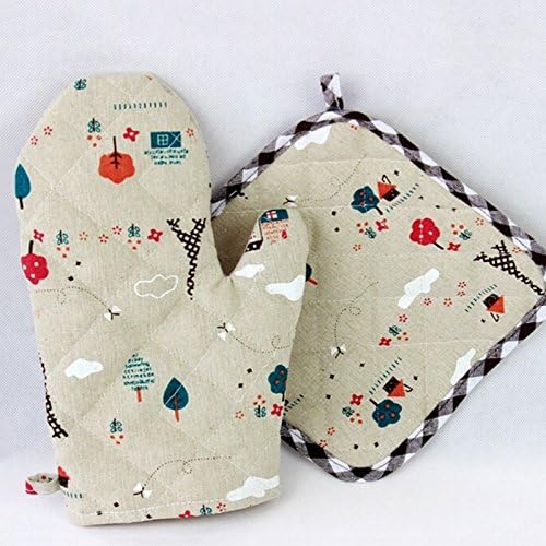 Oven Mitts Kitchen Gloves Microwave BBQ Cooking Glove Kitchen Accessories Oven Mitts Color Khaki 2PC/Set