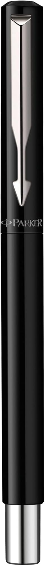 Parker Vector Fountain Pen Black Chrome Trim Medium Nib Blue Ink Hangtab view 4