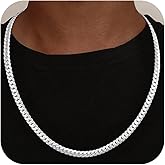 UPFAI S925 Sterling Silver Chain Necklace for Men, 5mm/6mm Sterling Silver Cuban Link Curb Chain Necklace for Women Men Jewelry, 18 20 22 24 Inches