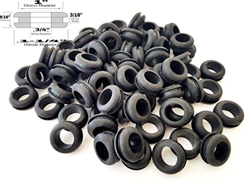 Lot of 25 Rubber Grommets 3/4" Inside Diameter - Fits 1" Panel Holes