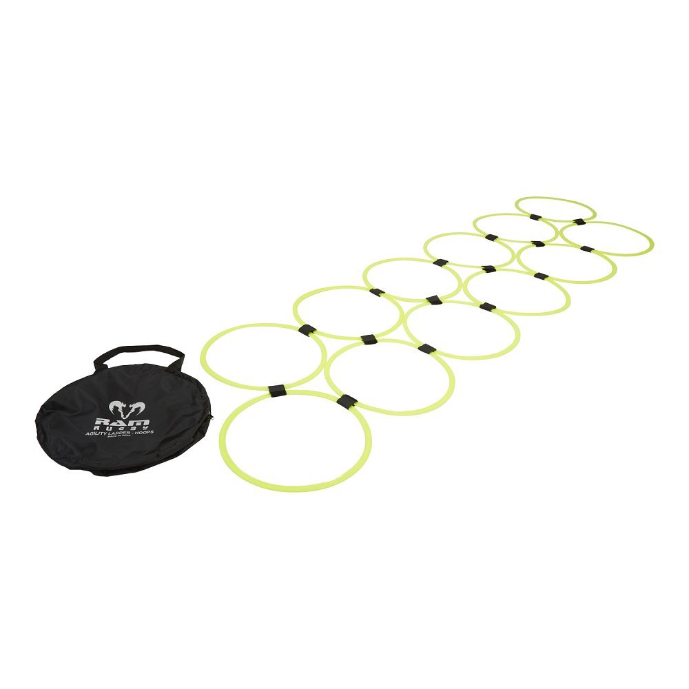 Ram Sports - Agility Ladder Hoops - 12 Plastic Hoops With Velcro Fastening - Supplied In Carry Bag