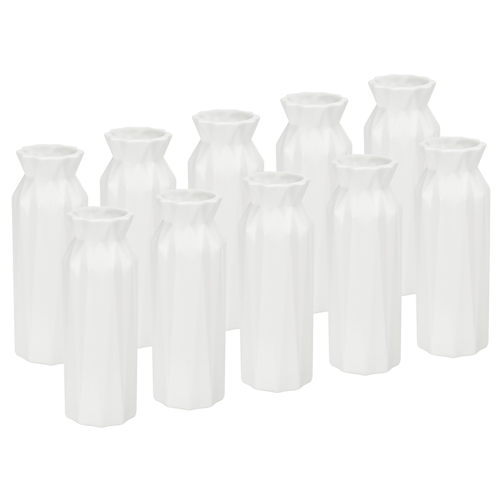 PATIKIL Flower Vase, 10 Pack Plastic Vase Small Tall Floral Vases Ceramic Look Table Centerpieces for Home Room Decor, White