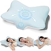 Zmarthumb Ergonomic Cervical Pillow for Neck Support, Memory Foam Orthopedic Contour Side Sleeper Pillows with Dual Heights, Soft Bed Pillow with Breathable Pillowcase for Back, Stomach Sleepers(Blue)