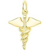 Takar Medical Caduceus Pendant Necklace – Gold Vermeil 925 Sterling Silver Adjustable Charm Necklace – Nurse Appreciation Jewelry – Made in USA