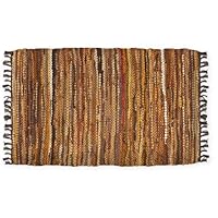 HF by LT Tucson Leather Rug, 24 x 36 inches, Handwoven Recycled Leather, Brown