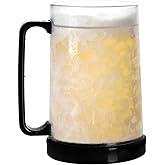 EASICOZI Double Wall Gel Frosty Freezer Ice Mugs Clear 16oz Set of 1 (Black), one, BB000