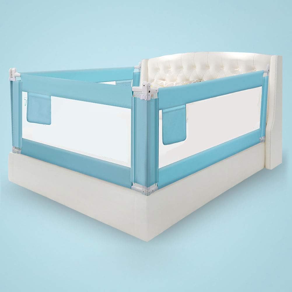 Toytexx 3 Set Queen (2 Set for 2 Length Sides of The Bed and 1 Set for feet Side of The Bed) Size Bed Safety Bed GuardRail Bed Fence for Children, Toddlers, Infants-Blue Color