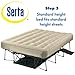 Serta EZ Raised Foldable Portable Air Mattress Bed with Built In NeverFlat AC Pump, Rolling Duffel Bag, Steel Frame and Repair Kit, Tan, Queen Bed