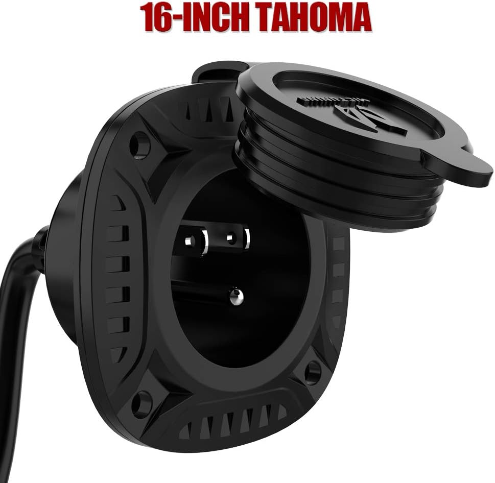 MICTUNING 13Amp 125V AC Port Plug with 16" Integrated Heavy Duty Extension Cord and Water-resistant Cap - Black: Automotive