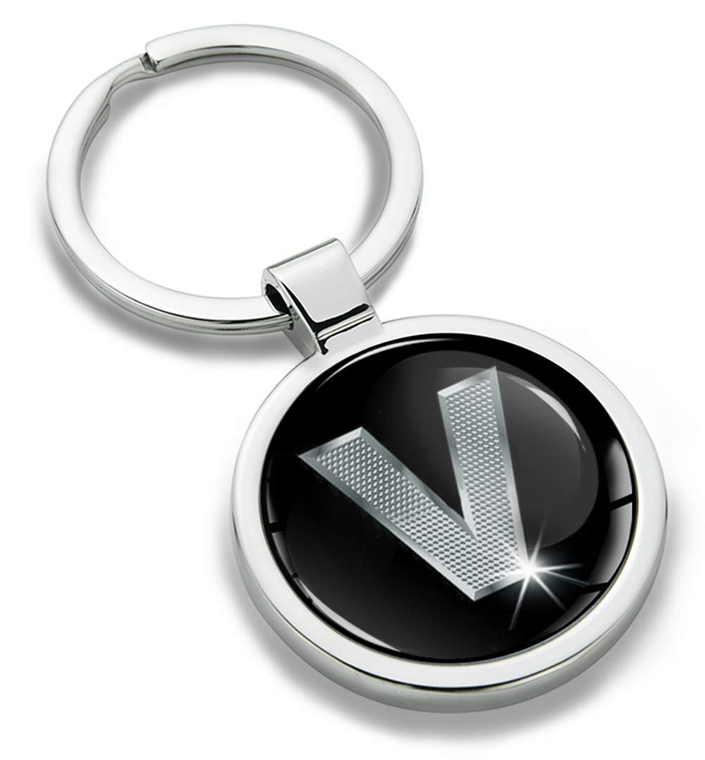 Biomar Labs Letter Keychain Alphabet Initial Keyring 3D Metal Stainless Steel Personalised Initials Charm for Car and Keys Available in Silver Rose Gold or Gold (V in Silver KK 22) โ image 1