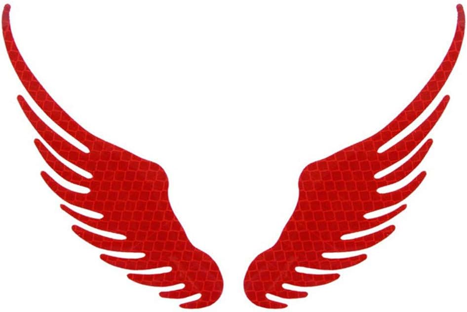 DC CLOUD Reflective Stickers Angel Wings Reflective Warning Sign Car Stickers Motorcycle Prevent-bump Caution Night Luminous Helmets High Visibility Car red